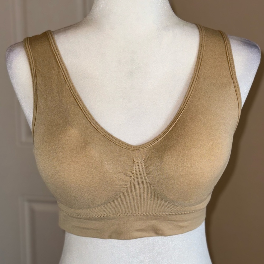 Beige / Tan Padded Sports Bra Size 2XL